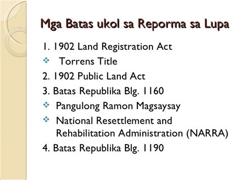 batas republika blg. 1190 ng 1954|Mga Patakaran at Programa upang Mapaunlad ang .